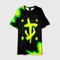 Платье клеш для девочки Doom огненное лого краски, цвет: 3D-принт