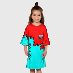 Платье клеш для девочки Ведьмак краски логотип, цвет: 3D-принт — фото 2