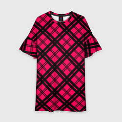 Детское платье Чёрно-розовый крупная клетка