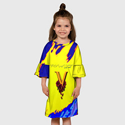 Платье клеш для девочки Cyberpunk краски неоновые, цвет: 3D-принт — фото 2