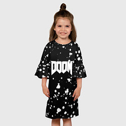 Платье клеш для девочки Doom белые краски всплеск, цвет: 3D-принт — фото 2