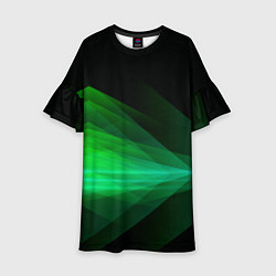 Детское платье Неоновая зеленая абстракция на черном фоне