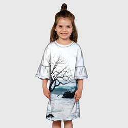 Платье клеш для девочки Дерево в море, цвет: 3D-принт — фото 2