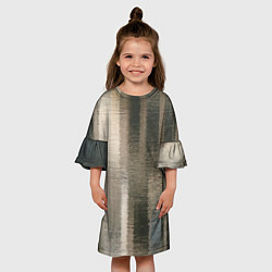 Платье клеш для девочки Размытые серо-бежевые полосы, цвет: 3D-принт — фото 2