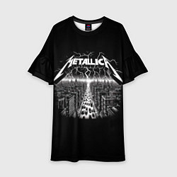 Платье клеш для девочки Metallica - lightnings in metropolis, цвет: 3D-принт