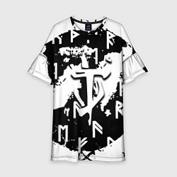 Платье клеш для девочки Doom символы краски, цвет: 3D-принт