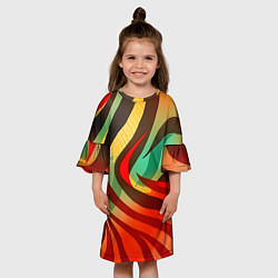 Платье клеш для девочки Жаркая полосатая абстракция, цвет: 3D-принт — фото 2