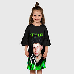 Платье клеш для девочки Сектор газа зеленый огонь, цвет: 3D-принт — фото 2