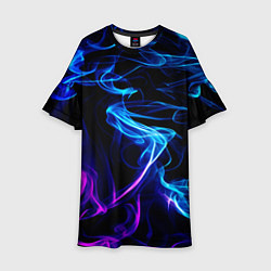 Платье клеш для девочки Color blue pink, цвет: 3D-принт