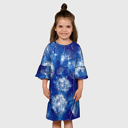 Платье клеш для девочки Летающие одуванчики - акварельный фон, цвет: 3D-принт — фото 2