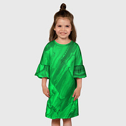 Платье клеш для девочки Зелёный малахитовый абстракция камень, цвет: 3D-принт — фото 2
