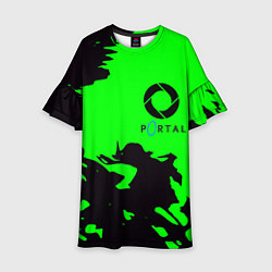 Платье клеш для девочки Portal черный дым, цвет: 3D-принт