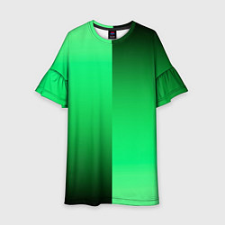 Платье клеш для девочки Чёрно-зелёный градиент пополам, цвет: 3D-принт