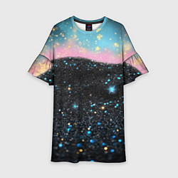 Детское платье Блестящая текстура на черном