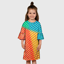Платье клеш для девочки Яркий разноцветный паттерн в горошек, цвет: 3D-принт — фото 2