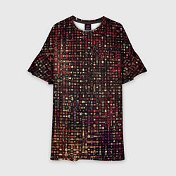 Платье клеш для девочки Тёмный красный абстрактный мелкий паттерн, цвет: 3D-принт