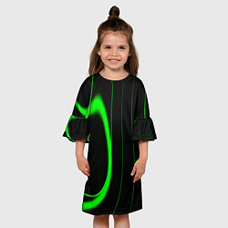 Платье клеш для девочки Color green light green black, цвет: 3D-принт — фото 2