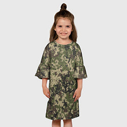 Платье клеш для девочки Камуфляж защитный пиксельный, цвет: 3D-принт — фото 2