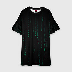 Платье клеш для девочки Color black turquoise, цвет: 3D-принт