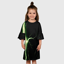 Платье клеш для девочки Lightning yellow текстура, цвет: 3D-принт — фото 2