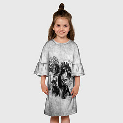 Платье клеш для девочки The last of us grey grunge, цвет: 3D-принт — фото 2