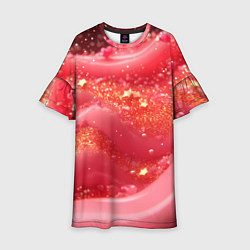 Платье клеш для девочки Розовая волнистая блестящая текстура, цвет: 3D-принт