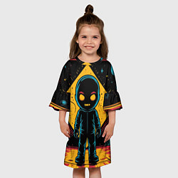 Платье клеш для девочки Недовольный инопланетянин, цвет: 3D-принт — фото 2