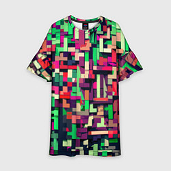 Детское платье Зелёно-розовый геометричные фигуры