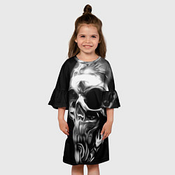 Платье клеш для девочки Стилизованный череп, цвет: 3D-принт — фото 2