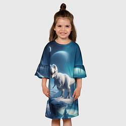 Платье клеш для девочки Снежный динозавр - история вымирания, цвет: 3D-принт — фото 2