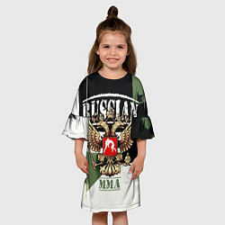 Платье клеш для девочки Русский ММА на фоне герба России, цвет: 3D-принт — фото 2