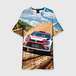 Платье клеш для девочки Ралли автомобиль, цвет: 3D-принт