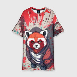 Платье клеш для девочки Красная панда в капюшоне, цвет: 3D-принт