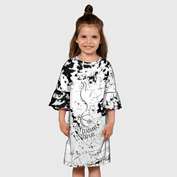 Платье клеш для девочки Тоттенхэм черно белые краски, цвет: 3D-принт — фото 2