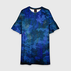 Детское платье Абстракция - blue uniform camouflage