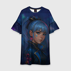Платье клеш для девочки Камисато Аяка киберпанк, цвет: 3D-принт