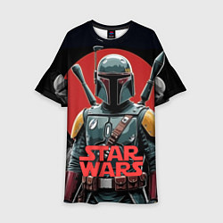 Платье клеш для девочки Boba Fett звездные войны, цвет: 3D-принт