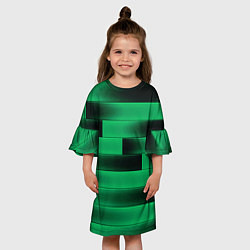 Платье клеш для девочки Color green square, цвет: 3D-принт — фото 2