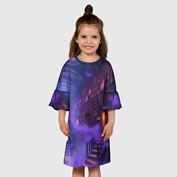Платье клеш для девочки Таинственная библиотека, цвет: 3D-принт — фото 2
