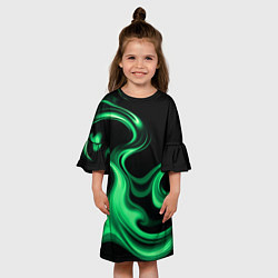 Платье клеш для девочки Color green smoke, цвет: 3D-принт — фото 2
