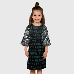Платье клеш для девочки Руны и татуировки викингов, цвет: 3D-принт — фото 2