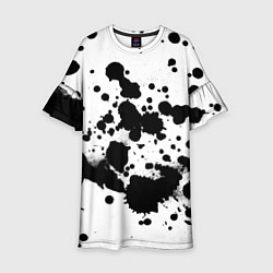 Платье клеш для девочки Брызги черной краски, цвет: 3D-принт