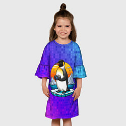Платье клеш для девочки Пингвин с фотоаппаратом, цвет: 3D-принт — фото 2