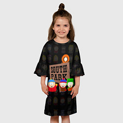 Платье клеш для девочки Друзья из южного парка, цвет: 3D-принт — фото 2