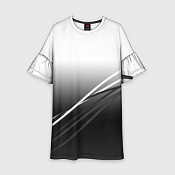 Платье клеш для девочки Градиент с полосами из белого в тёмный, цвет: 3D-принт