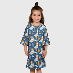 Платье клеш для девочки Маяк в облаках, цвет: 3D-принт — фото 2