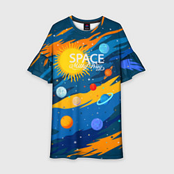 Платье клеш для девочки Млечный путь -наш дом, цвет: 3D-принт