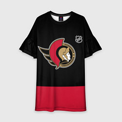 Платье клеш для девочки Оттава Сенаторз хоккей, цвет: 3D-принт