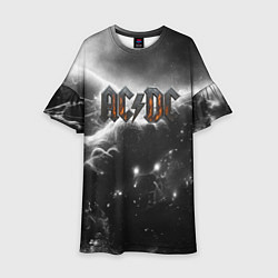 Детское платье ACDC металлический лого черно-белая текстура