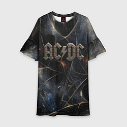 Платье клеш для девочки ACDC лого из металла, цвет: 3D-принт